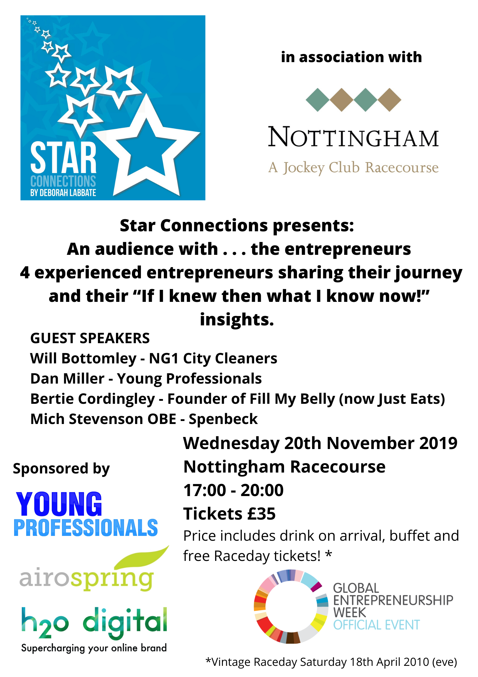 Star Connections event flyer - An audience with . . . the entrepreneurs 