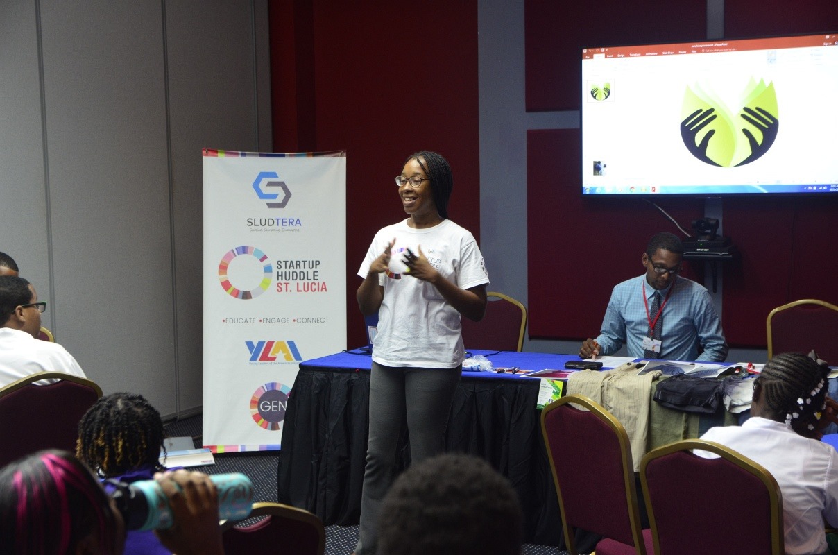 Michelle N. Samuel speaking to her Startup Huddle community in St. Lucia.