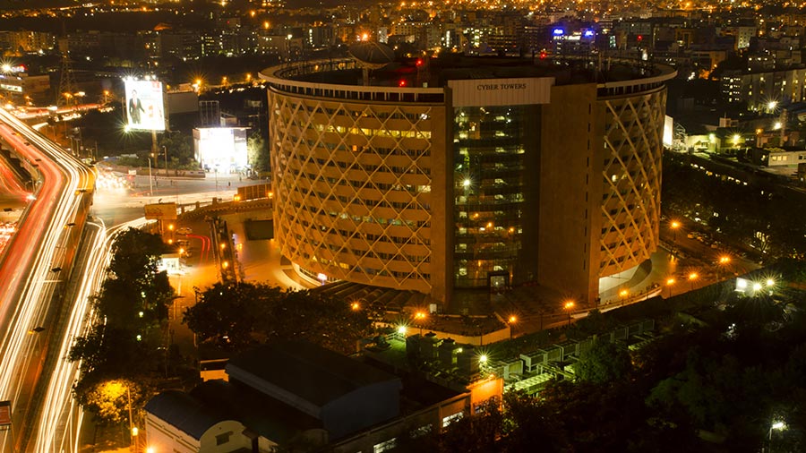 Hyderabad Tech Hub at night