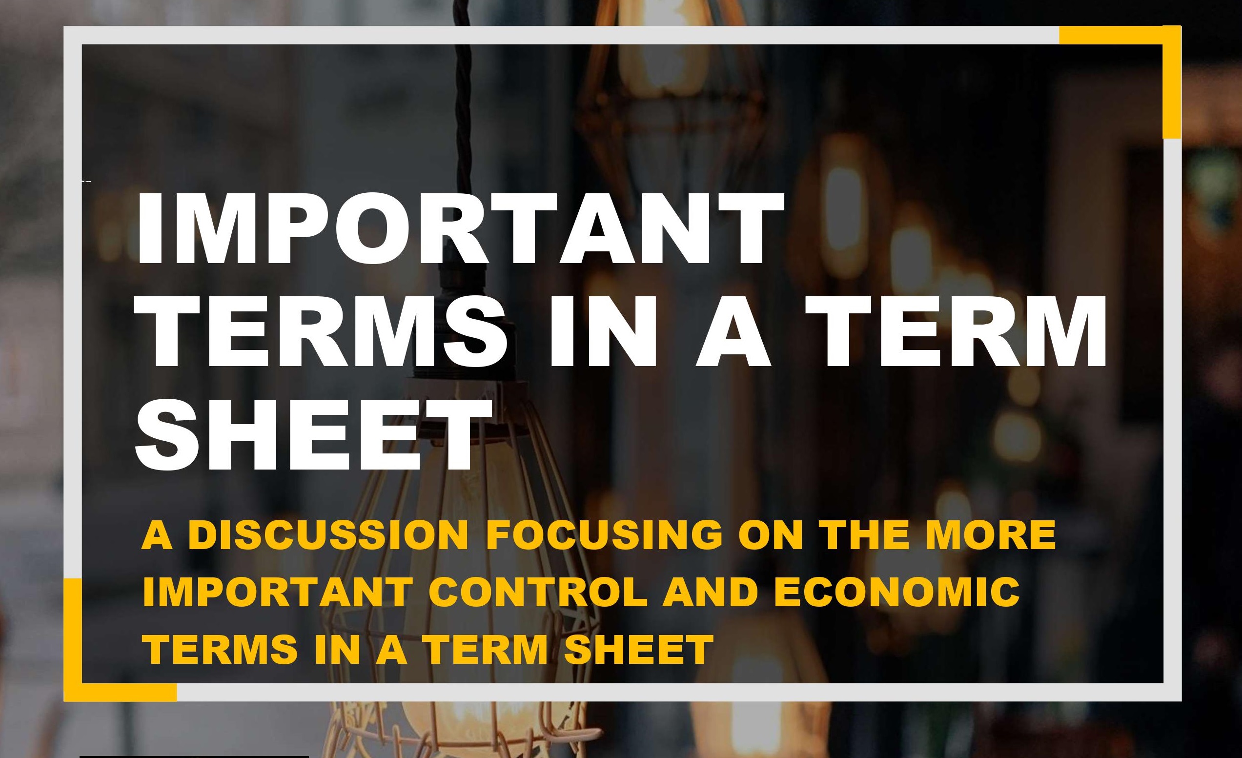 Andrew Kussmaul will cover the important terms in a term sheet so you are better prepared to negotiate with investors when the time comes.