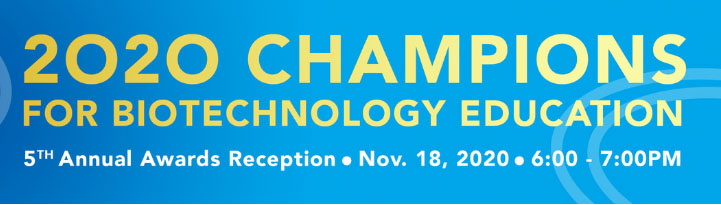 Banner Displaying the 2020 Champions Event Celebrating Biotechnology