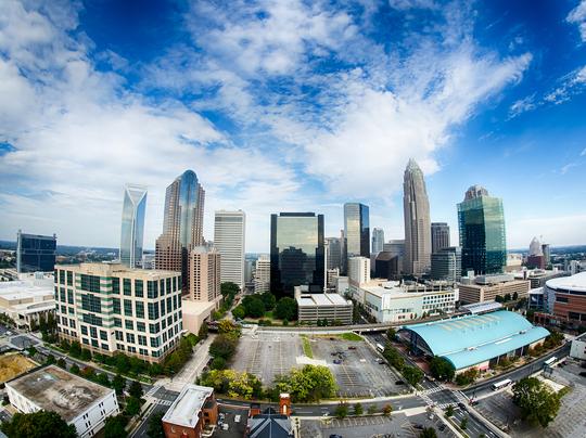 Charlotte, NC - City Skyline and Downtown