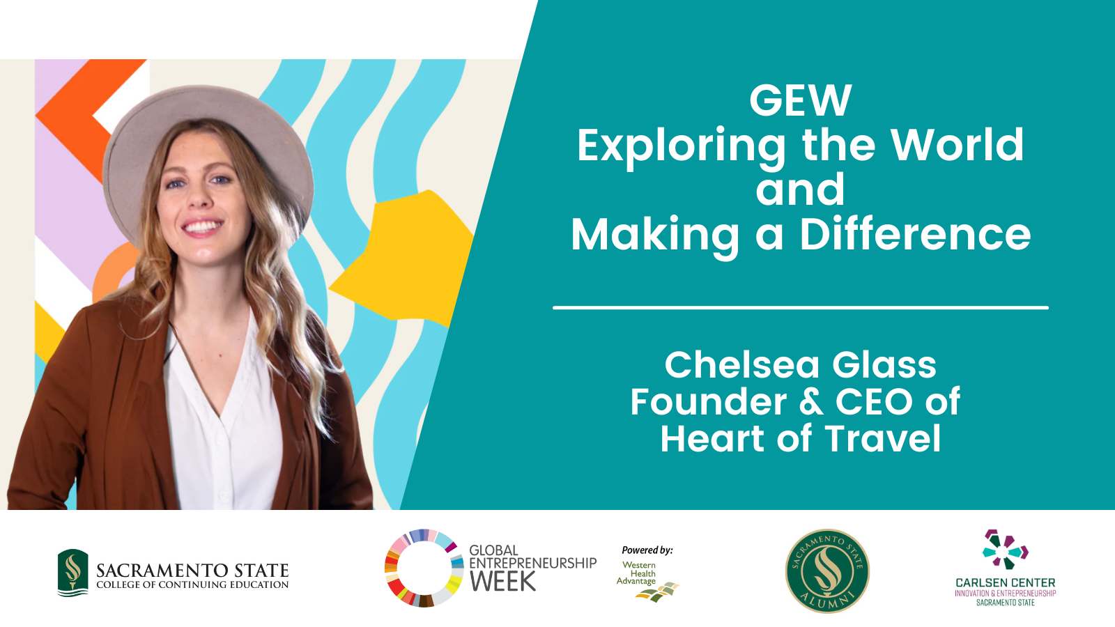 Photo of Chelsea Glass in front of colorful background