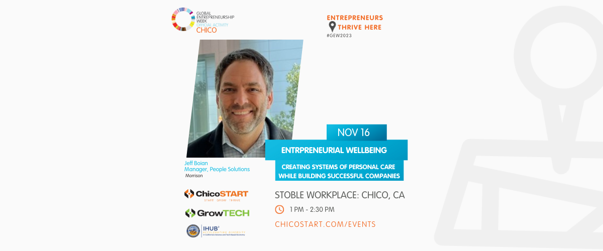 Entrepreneurial Wellbeing:Creating Systems of Personal Care While Building Successful Companies. Presenter: Jeff Boian, Manager, People Solutions, Morrison