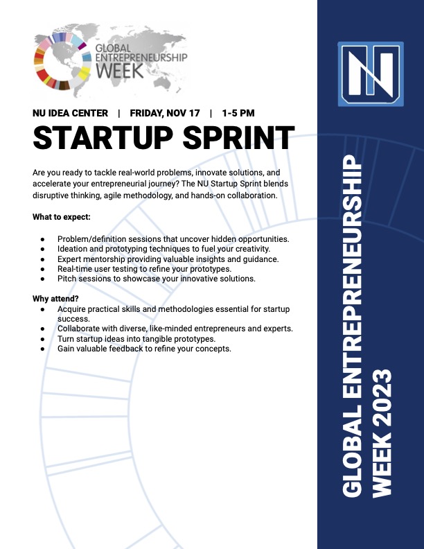 Northwood University Start-Up Sprint on Nov 17 from 1-5pm. Open to all actively-enrolled Northwood students