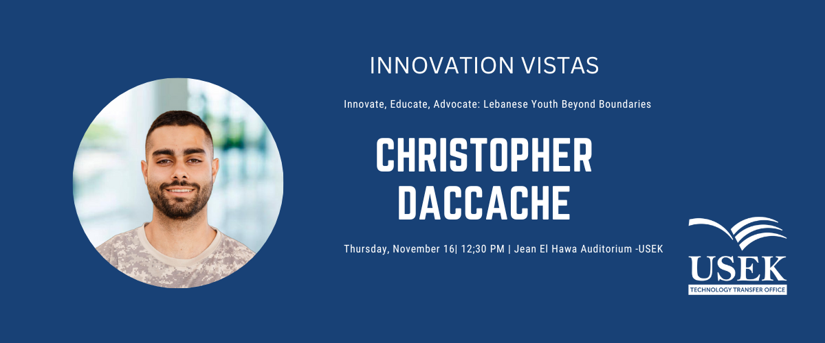 Christopher Daccache is a Lebanese environmental engineer and green entrepreneur. He has founded pioneering initiatives, such as RECYCLER DONATION, RECYCLE BOAT ON THE RIVER, and RECYCLER AI.