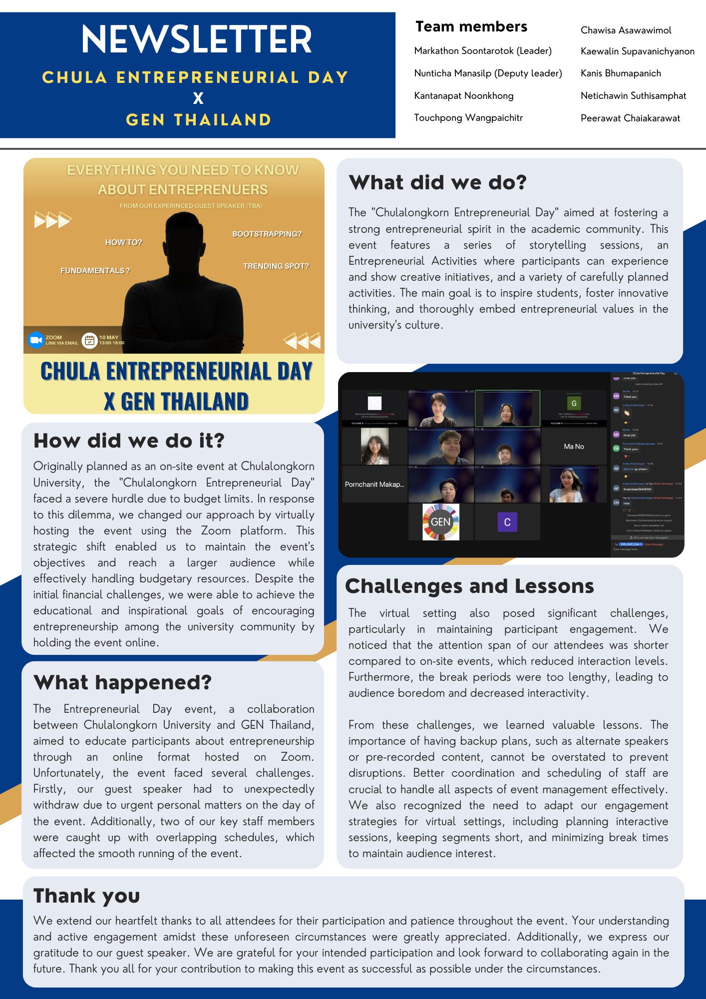 News Letter By Chula University Year 2 Business students