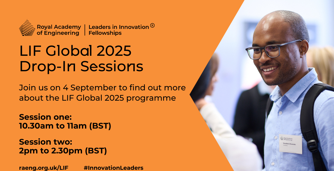 An orange graphic with a LIF logo on the top reads "LIF Global 2025 Drop-in Sessions. Join us on 4 September to find out more about the LIF Global 2025 programme".
