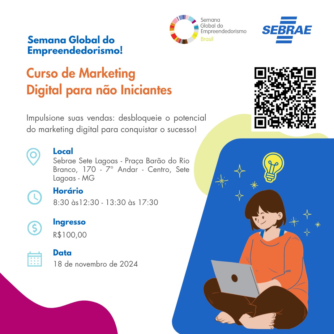 Neste curso, você aprenderá estratégias práticas e eficazes para alavancar suas vendas e expandir seu negócio por meio do marketing digital. Esse curso é ideal para quem deseja se aprofundar no mundo digital e redes sociais para conquistar resultados expressivos.