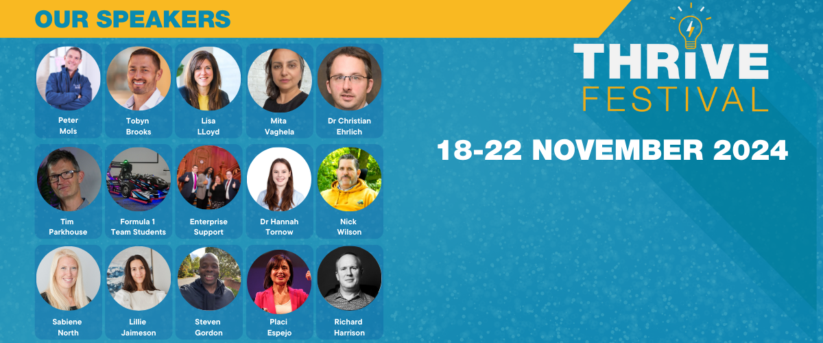 Thrive Festival 18-22 November 2024, brought to you by Oxford Brookes University, there are 15 images of our speakers.