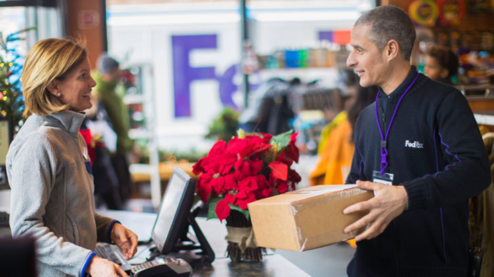 customer handing off package