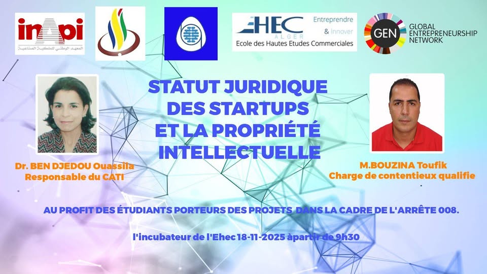 atelier de formation sur la propriété intellectuelle et le statut juridique des startups