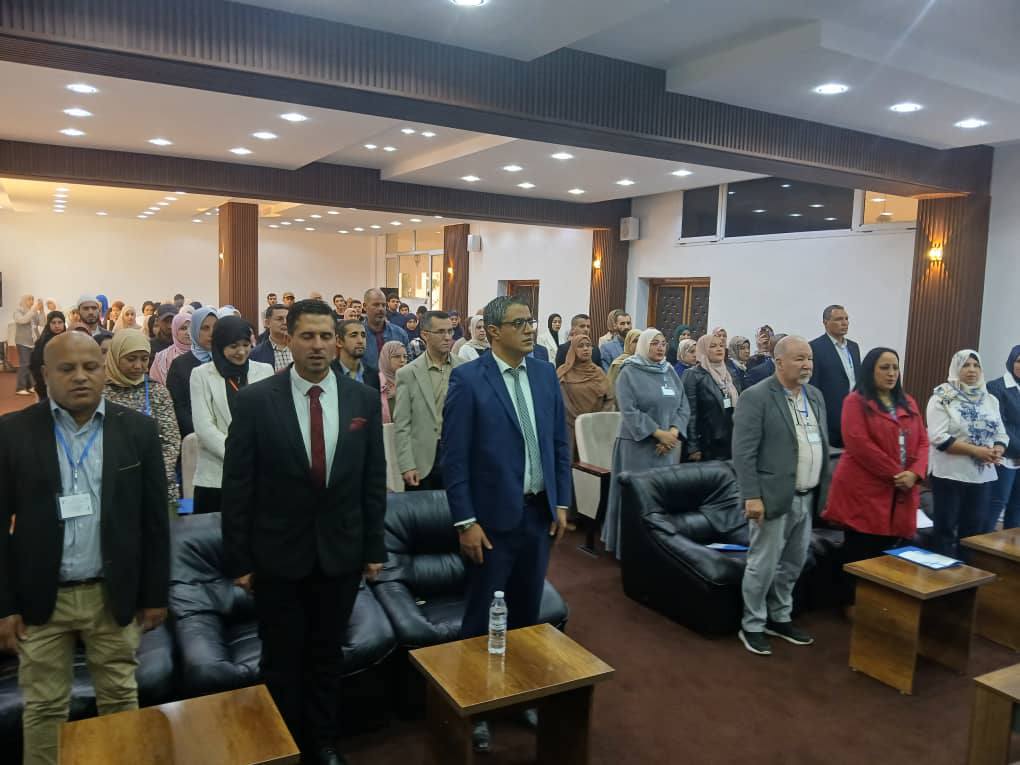 Image of faculty members attending the national conference in person at the Maghnia University Center, during the discussion sessions and presentations.
