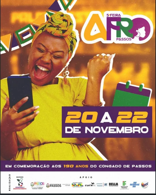 A Feira Afro Passos chega à sua 5ª edição nos dias 20, 21 e 22 de novembro, na Estação Cultura, celebrando a força, a arte e o empreendedorismo da cultura negra e periférica.