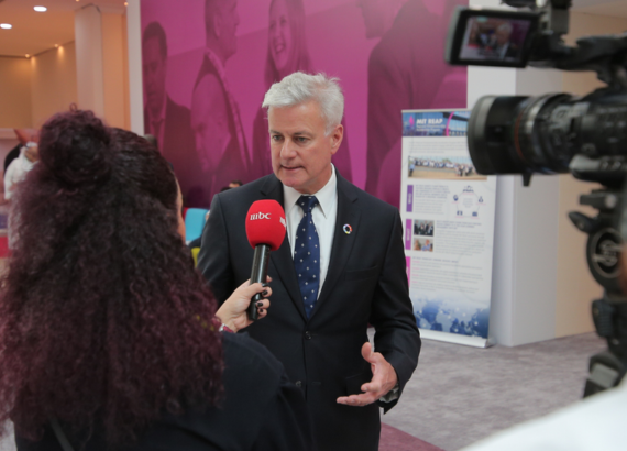 Man being interviewed.