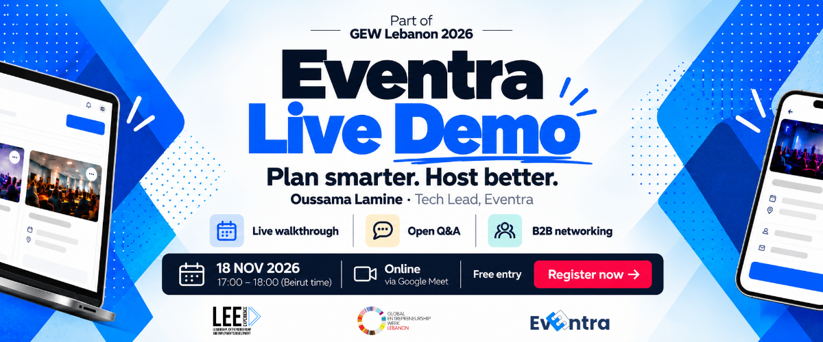 Eventra Live Demo · Smarter Event Management for Entrepreneurs | GEW Lebanon 2026