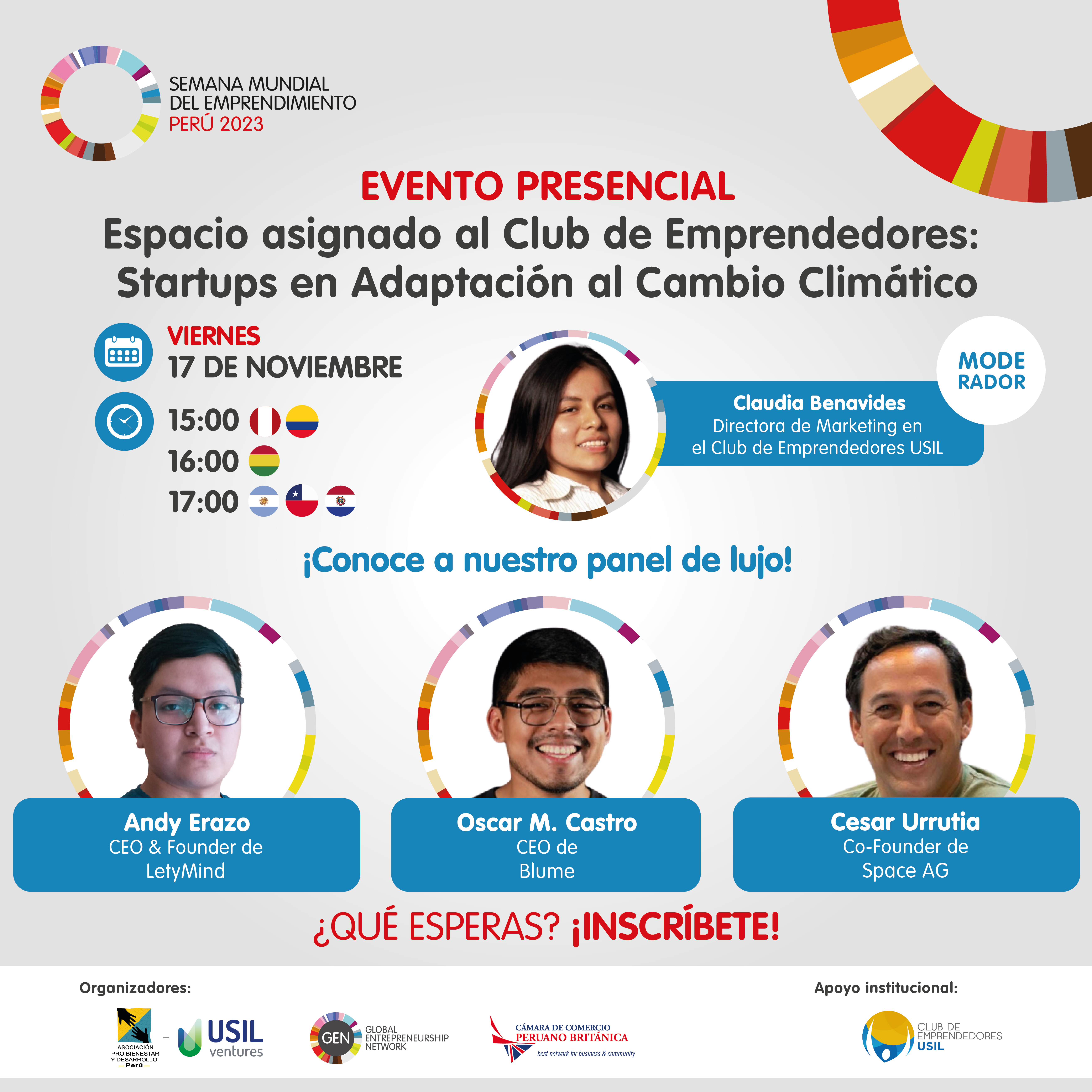 En este panel, se llevará a cabo una conversación en profundidad acerca de la creación y desarrollo de startups enfocadas en la adaptación al cambio climático, específicamente en el campo de la Climatech. 