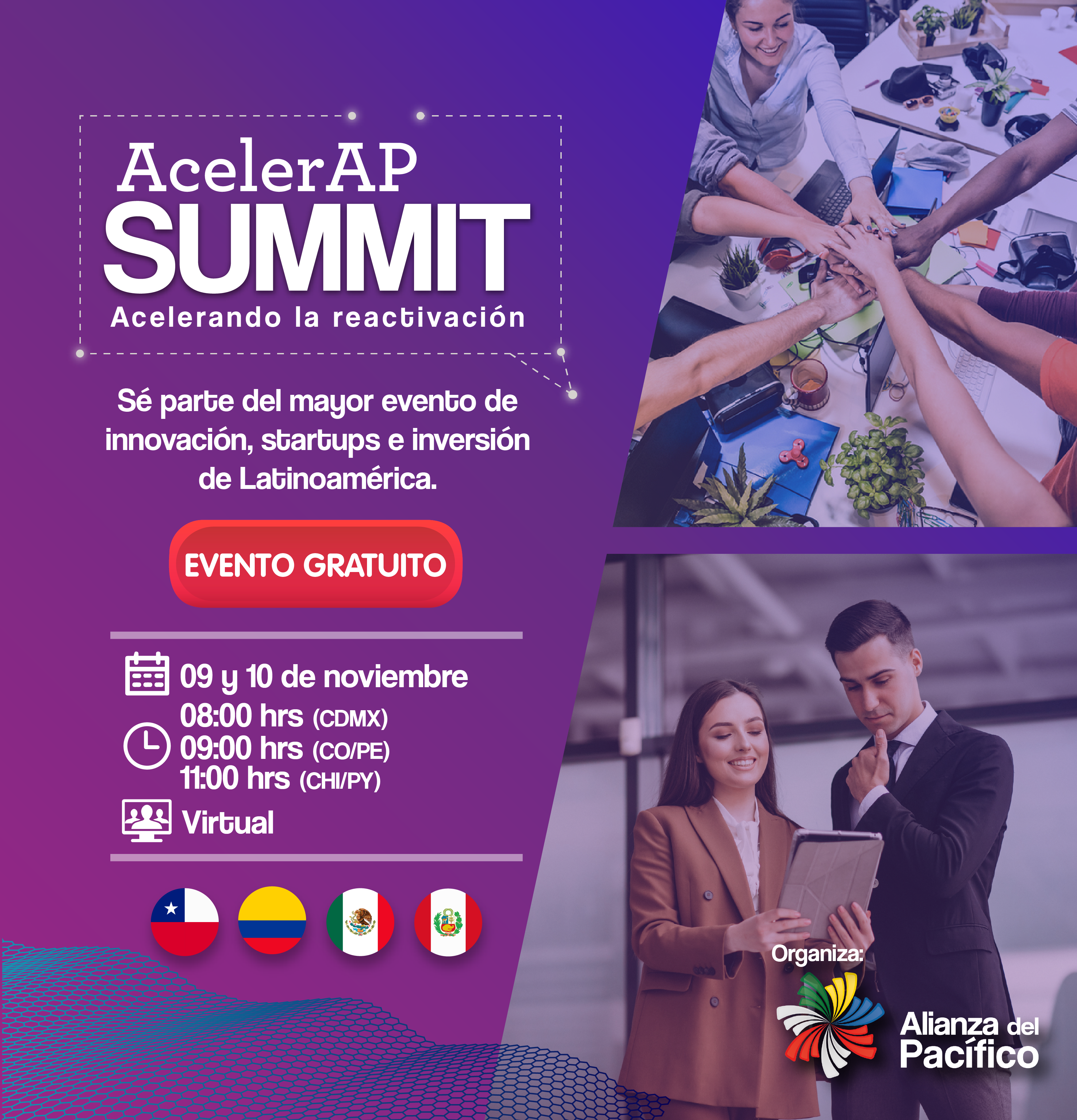 El más importante evento de emprendimiento e innovación de la Alianza del Pacífico que congrega a lo más selecto en inspiración, aceleración, conexión e inversión
