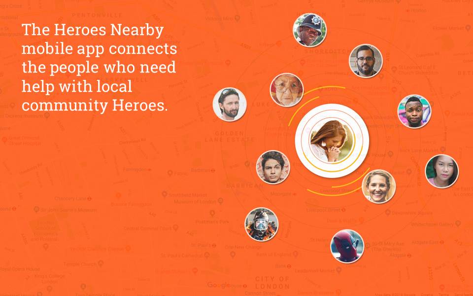 Heroes Nearby mobile app