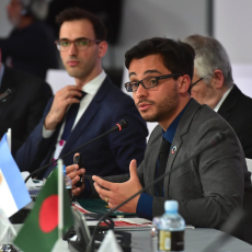 Arnobio Morelix speaking at Ministerial Meeting for the Global Entrepreneurship Congress (Bahrain)