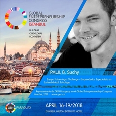 Promotional flyer by GEN Paraguay showcasing the national delegation members who represented the country at GEC Istanbul 2018.