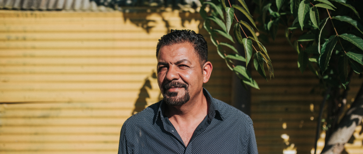 Mazin, founder of Lami Auto, looks sternly into the distance