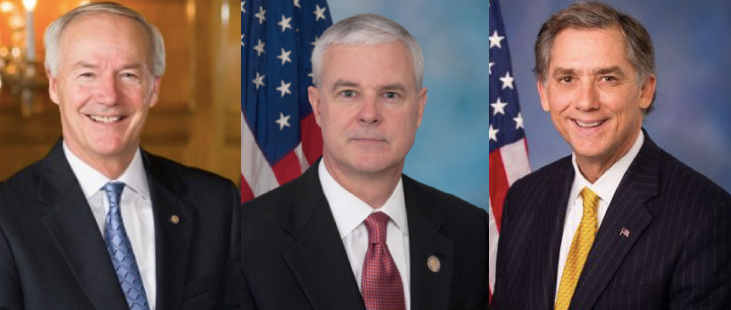 Governor Asa Hutchinson, Congressman Steve Womack, Congressman French Hill