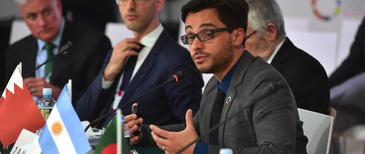 Arnobio Morelix speaking at Ministerial Meeting for the Global Entrepreneurship Congress (Bahrain)