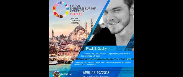 Promotional flyer by GEN Paraguay showcasing the national delegation members who represented the country at GEC Istanbul 2018.