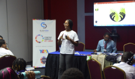 Michelle N. Samuel speaking to her Startup Huddle community in St. Lucia.